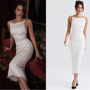 HOUSE OF CB 'Margiela' Ivory Crystallised Midi Dress NWT